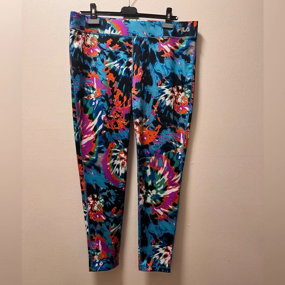 FILA Performance Chic Athletic Runner/Yoga Pants, Sz XL, Bold Paintbrush Pattern - Picture 1 of 4